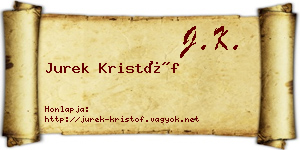 Jurek Kristóf névjegykártya
